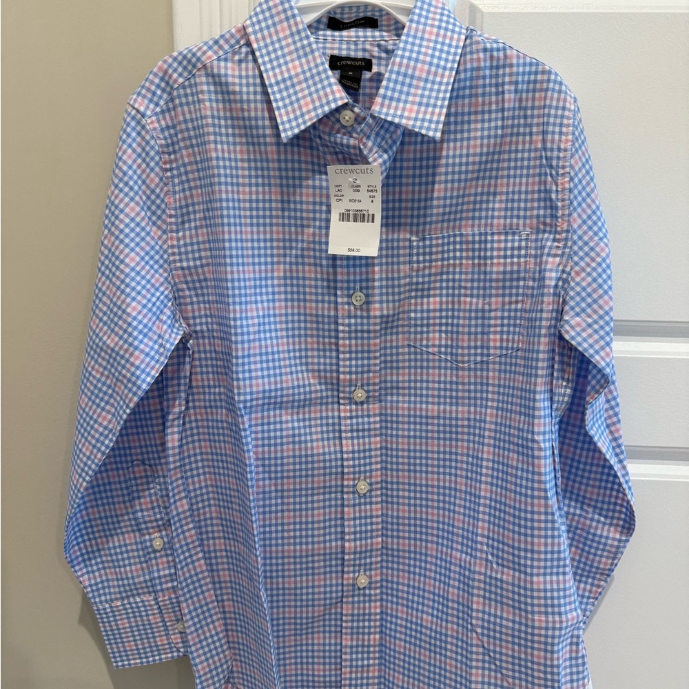 Crewcuts Blue and Pink Button Down Shirt